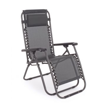 Sezlong Martin, Bizzotto, 65 x 176 x 80 cm, otel/textilena 2x1, gri