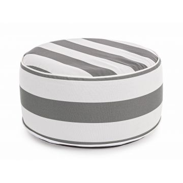 Taburet gonflabil pentru exterior, Stripes Alb / Gri, Ø53xH23 cm