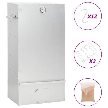 vidaXL Afumătoare grătar cu așchii lemn 44,5x29x83 cm, oțel galvanizat