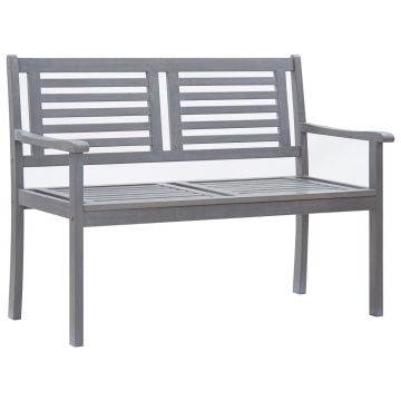 vidaXL Bancă grădină cu 2 locuri cu pernă, gri, 120 cm, lemn eucalipt