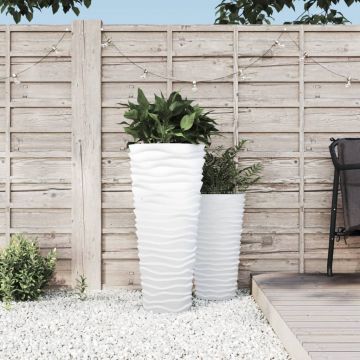 vidaXL Jardinieră cu interior detașabil, alb, 18 / 45 L, PP canelat