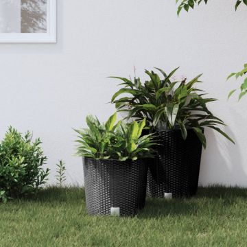 vidaXL Jardinieră cu interior detașabil, antracit 15 / 15,3 L PP ratan