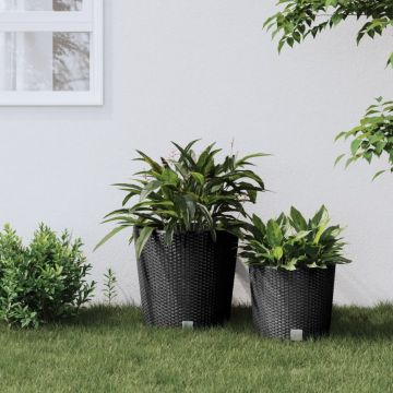 vidaXL Jardinieră cu interior detașabil antracit 35 / 37,5 L PP ratan