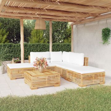 vidaXL Set mobilier grădină cu perne, 6 piese, lemn masiv de tec