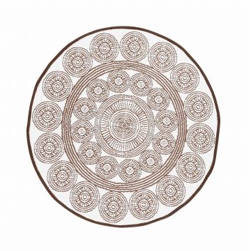 Covor de exterior, Rasht Alb / Maro, Ø150 cm