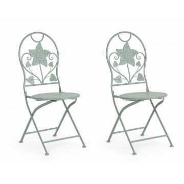 Set 2 scaune pliabile de gradina / terasa din metal, Harriet Verde Mint, l40xA40xH94 cm