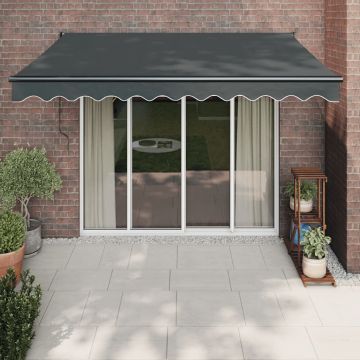 vidaXL Copertină retractabilă, antracit, 3,5x2,5 m, textil și aluminiu