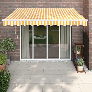 vidaXL Copertină retractabilă, galben/alb, 3,5x2,5 m, textil/aluminiu