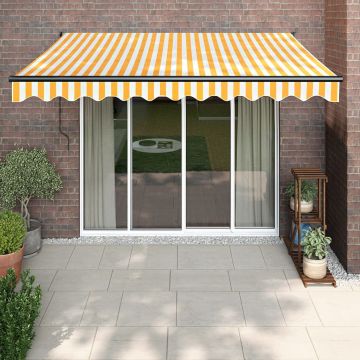 vidaXL Copertină retractabilă, galben/alb, 3x2,5 m, textil/aluminiu