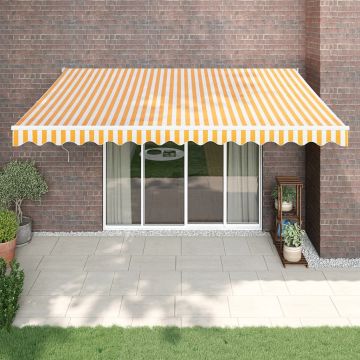 vidaXL Copertină retractabilă galben și alb, 4x3 m, textil și aluminiu