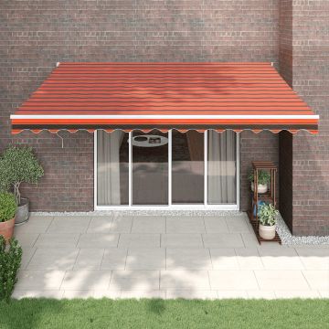 vidaXL Copertină retractabilă portocaliu/maro 4,5x3 m, textil/aluminiu