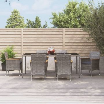 vidaXL Set mobilier de grădină cu perne, 7 piese, gri, poliratan