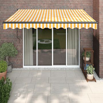 vidaXL Copertină retractabilă automată, galben și alb, 3x2,5 m