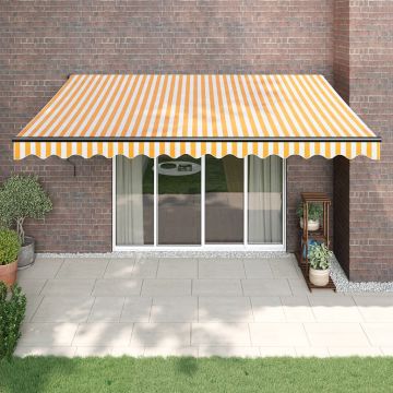 vidaXL Copertină retractabilă automată, galben și alb, 4x3 m