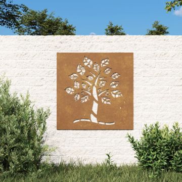 vidaXL Decor perete de grădină 55x55 cm design copac oțel Corten