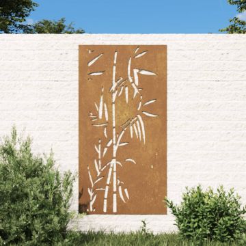 vidaXL Decorație perete de grădină 105x55 cm design bambus oțel Corten
