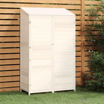 vidaXL Șopron de grădină, alb, 102x52x174,5 cm, lemn masiv de brad
