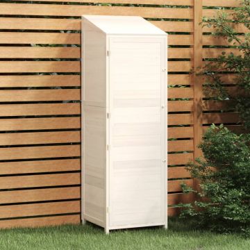 vidaXL Șopron de grădină, alb, 55x52x174,5 cm, lemn masiv de brad