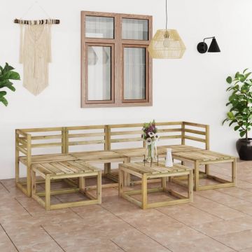 vidaXL Set mobilier de grădină, 7 piese, lemn de pin verde tratat