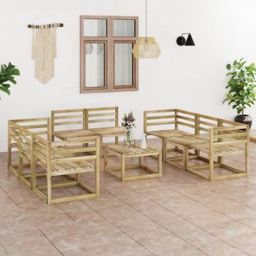 vidaXL Set mobilier de grădină, 9 piese, lemn de pin tratat