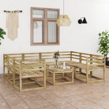 vidaXL Set mobilier de grădină, 9 piese, lemn de pin verde tratat