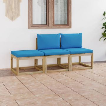 vidaXL Set mobilier de grădină cu perne albastru deschis, 3 piese