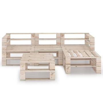 vidaXL Set mobilier de grădină din paleți, 5 piese, lemn de pin