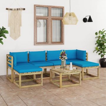 vidaXL Set mobilier grădină cu perne, 7 piese, lemn tratat de pin