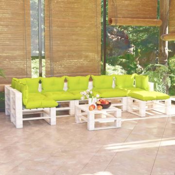 vidaXL Set mobilier grădină din paleți, 8 piese, cu perne, lemn de pin