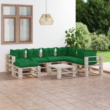 vidaXL Set mobilier grădină din paleți,8 piese, cu perne, lemn de pin