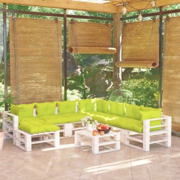 vidaXL Set mobilier grădină din paleți cu perne, 9 piese, lemn de pin
