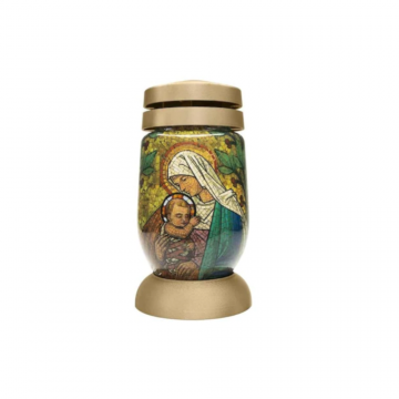 Candela LCA Bolsius, sticla, Vitralii Maica Domnului, 9.1 x 21 cm