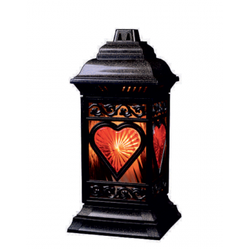 Felinar de sticla L3-INI R cu inima, negru, H 36,5 cm