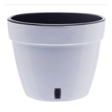 Ghiveci Asti Santino, plastic, alb, 15 l, diametru 32 cm, 25 cm
