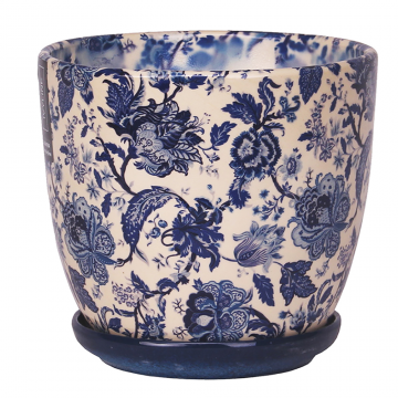Ghiveci cu farfurie Eko Ceramica Wenus, ceramica, flori, 0.867 kg, diametru 15 cm, 14.2 cm