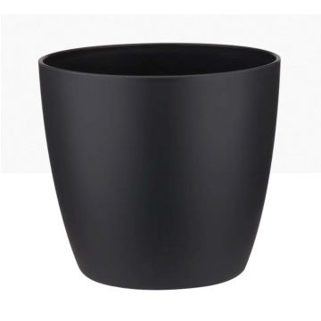 Ghiveci Elho Brussels Round, plastic, negru, diametru 14 cm, 12.5 cm