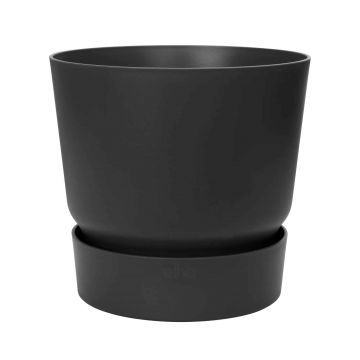 Ghiveci Elho Greenville Round, plastic, negru, diametru 18 cm, 16 cm