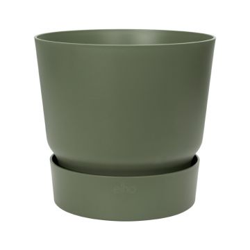 Ghiveci Elho Greenville Round, plastic, verde, diametru 25 cm, 23.3 cm