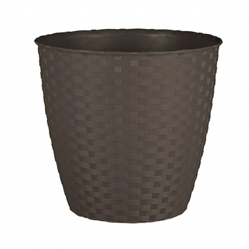 Ghiveci ratan Stefanplast, plastic, moka, 1.1 L, diametru 14 cm, 12.5 cm