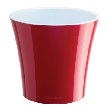Ghiveci Santino Arte, plastic, rosu, 2 l, diametru 16 cm, 15 cm