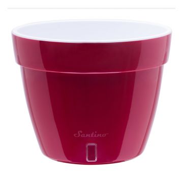 Ghiveci Santino Asti, plastic, rosu, 18 l, diametru 34 cm, 28 cm