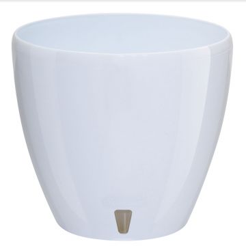Ghiveci Santino Deco Twin, plastic, alb simplu, 4l l, diametru 20 cm, 17 cm