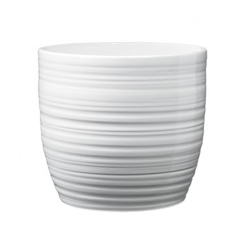 Ghiveci SK Bergamo Pure, ceramica, alb lucios, diametru 21 cm, 20 cm