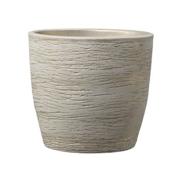 Ghiveci SK Pescara, ceramica, crem, diametru 14 cm, 12.5 cm