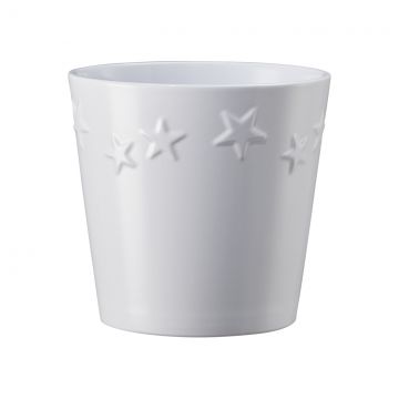 Ghiveci SK Starlight, ceramica, alb, diametru 14 cm, 13 cm