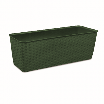 Jardiniera ratan Stefanplast, plastic, verde inchis, 9.2 L, 49 cm