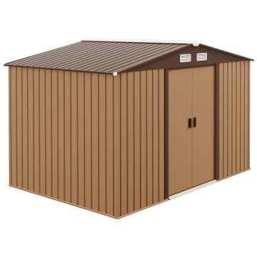 Outsunny casuta ustensile, magazie de gradina, sopron pentru unelte de exterior 277x195x192cm, galben | Aosom Romania
