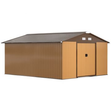 Magazie de unelte, casuta din otel galvanizat, sopron de gradina pentru organizare si depozitare 3.4x3.86x2m Outsunny | Aosom RO