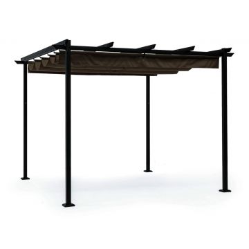 Pavilion pentru gradina cu prelata glisanta Dynamic Gazebo, Bizzotto, 300 x 300 x 225 cm, otel/poliester/poliuretan, antracit/grej