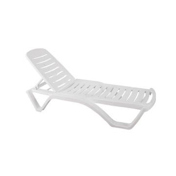 Sezlong plaja, Aqua, plastic, 200 x 72 x 32 cm, alb